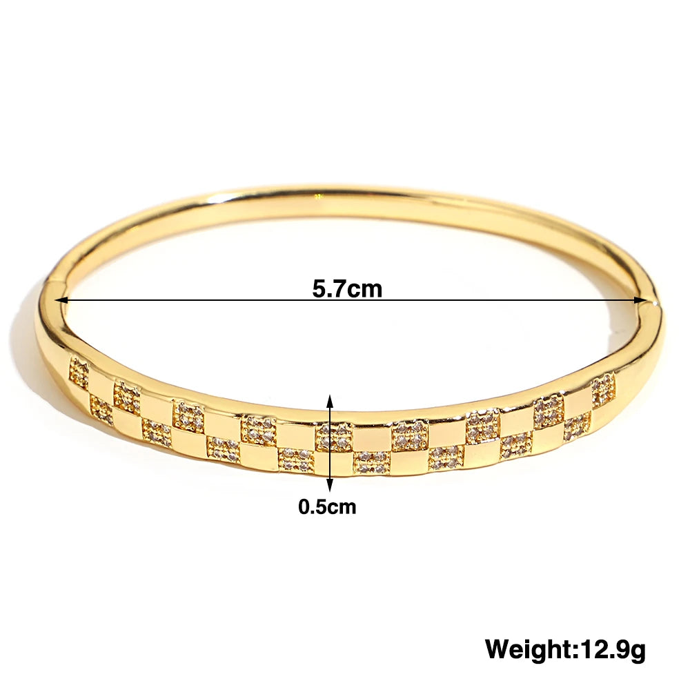 Cubic Zirconia Gold Stainless Steel Bangle