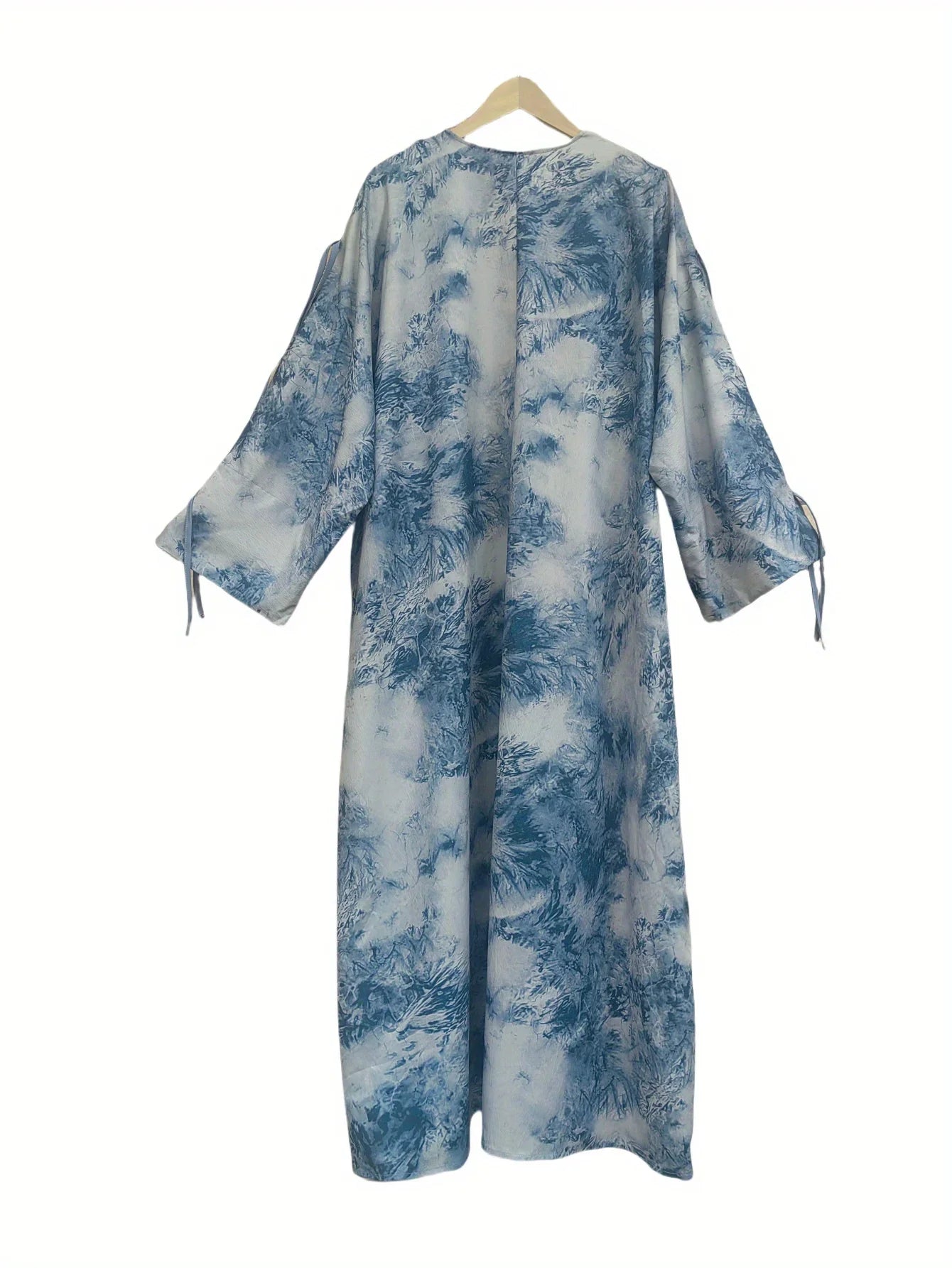 Tie Dye Loose Open-Front Kaftan Abaya Maxi Dress