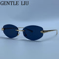 Vintage Hexagon Rimless Sunglasses Women 2026 Luxury Brand Trendy Gold Leopard Head Y2K Punk Sun Glasses Travelling Eyewear
