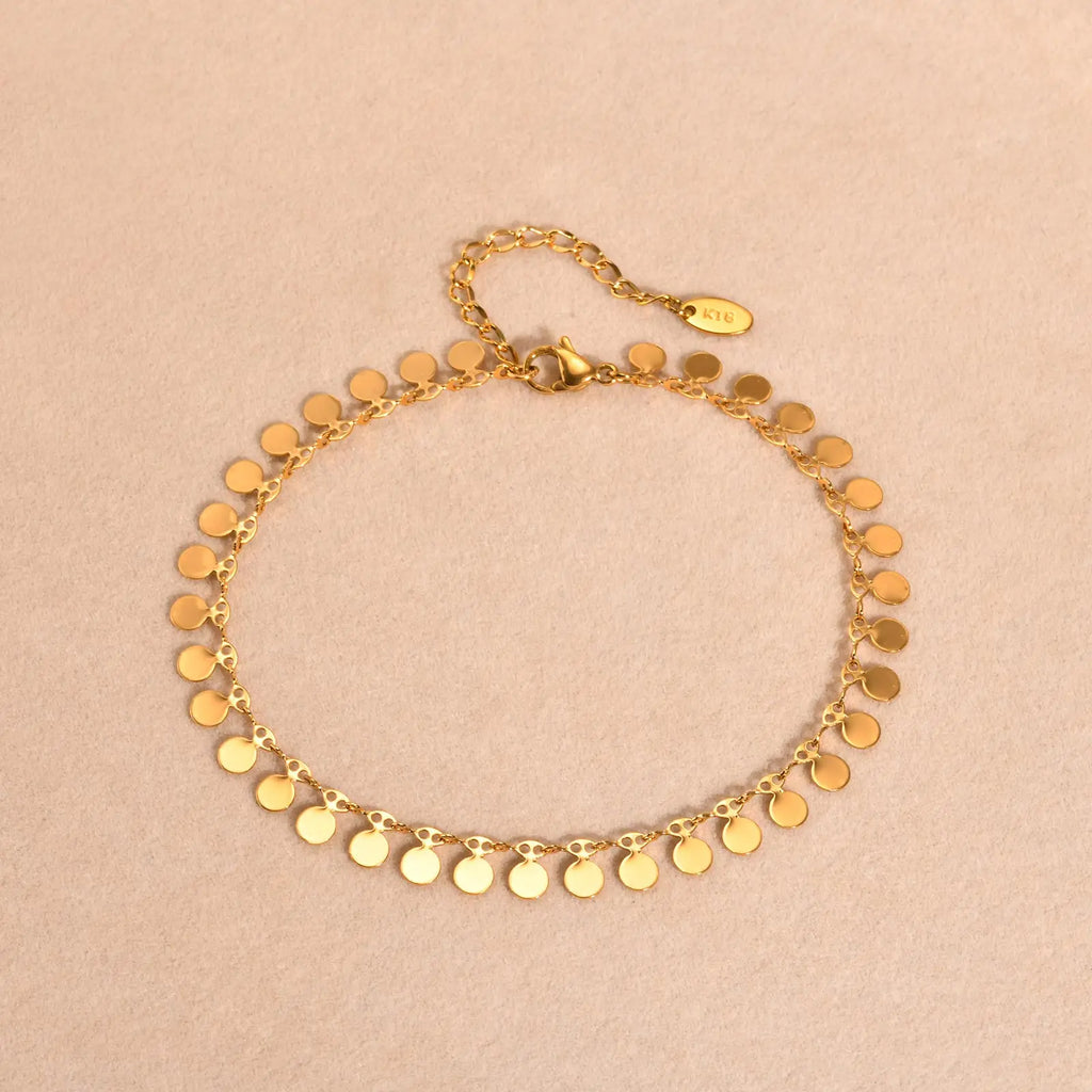 Full-gloss Disc Tassel Anklet
