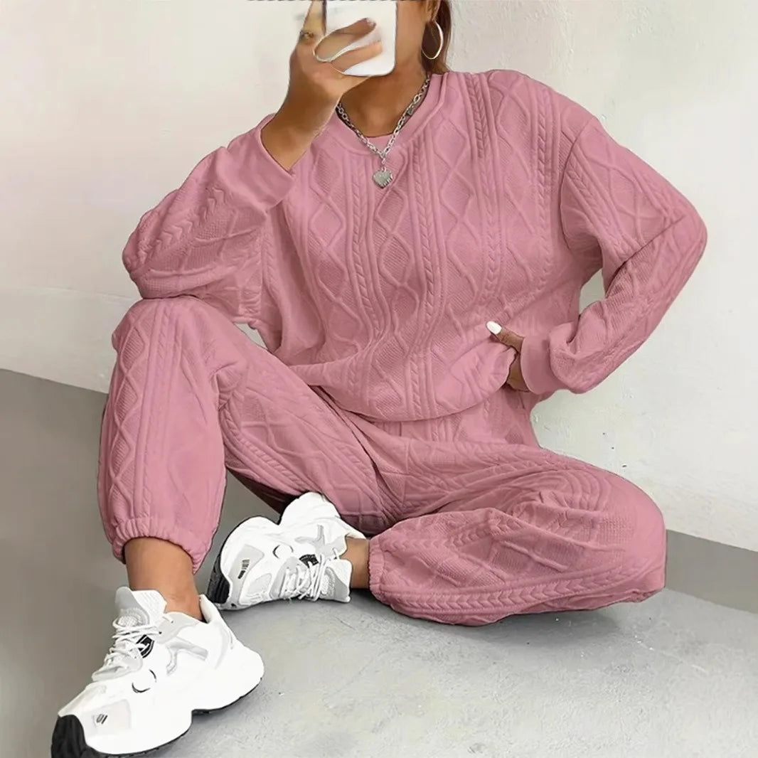 Women's Knit Streetwear – Casual Autumn/Winter Sports Style