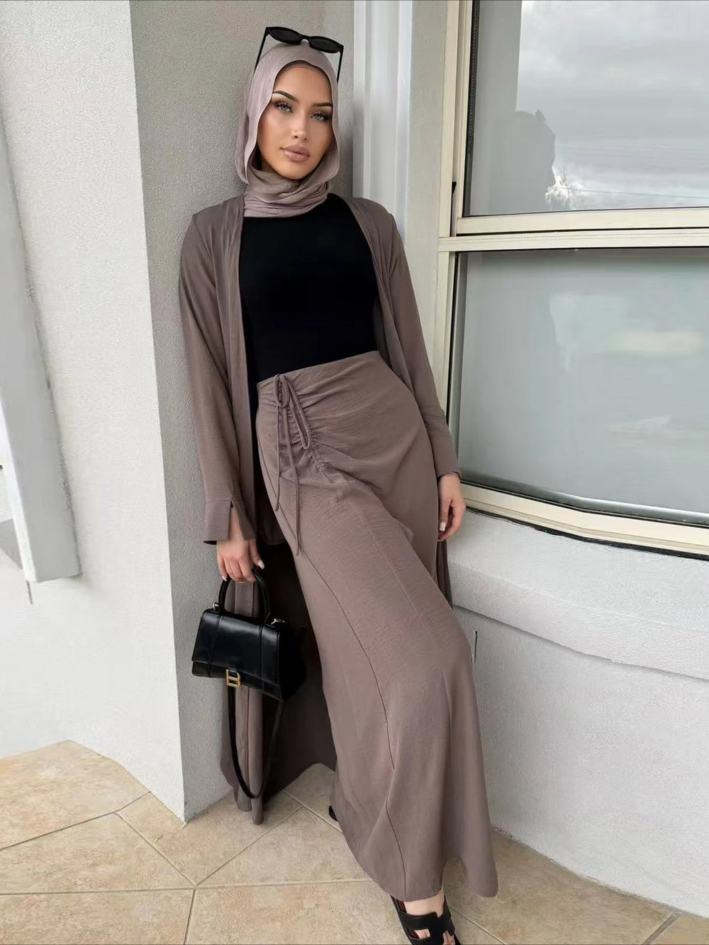 Dubai Abaya Cardigan & Skirt Set