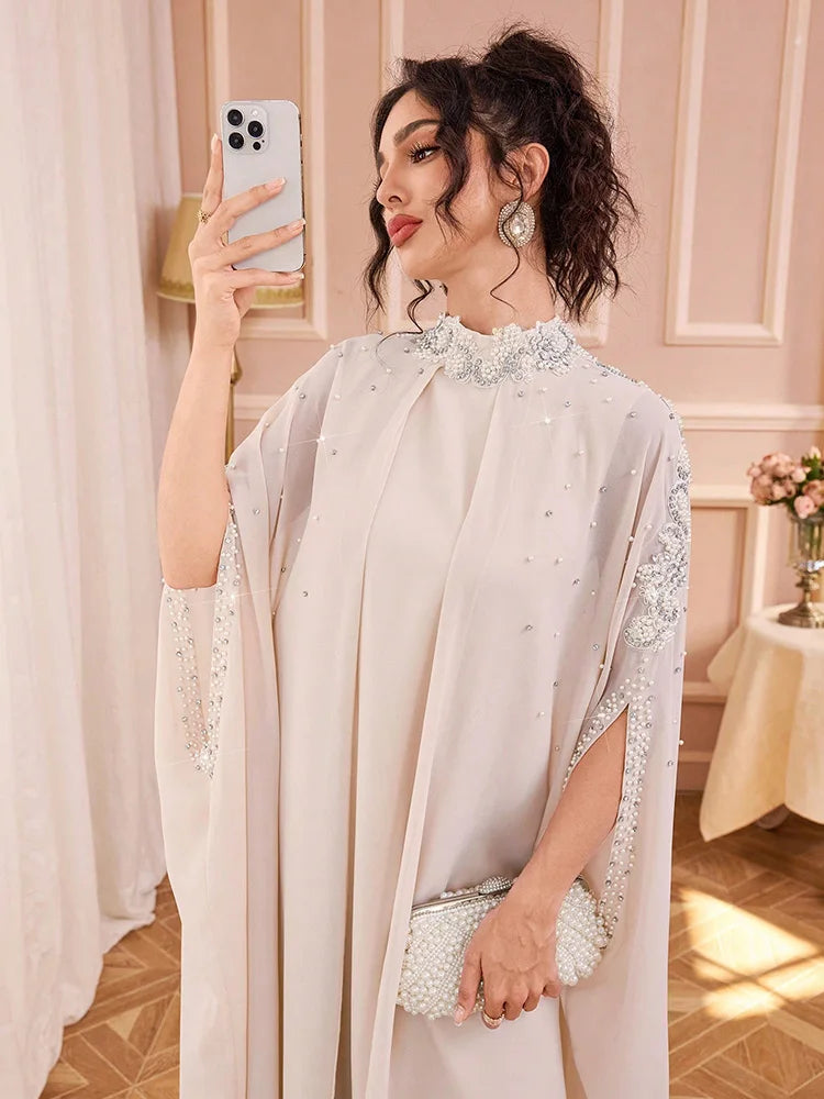 Sequin Beaded Batwing Sleeve Party Abaya