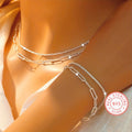 925 Sterling Silver Paperclip Chain Necklace & Bracelet Set