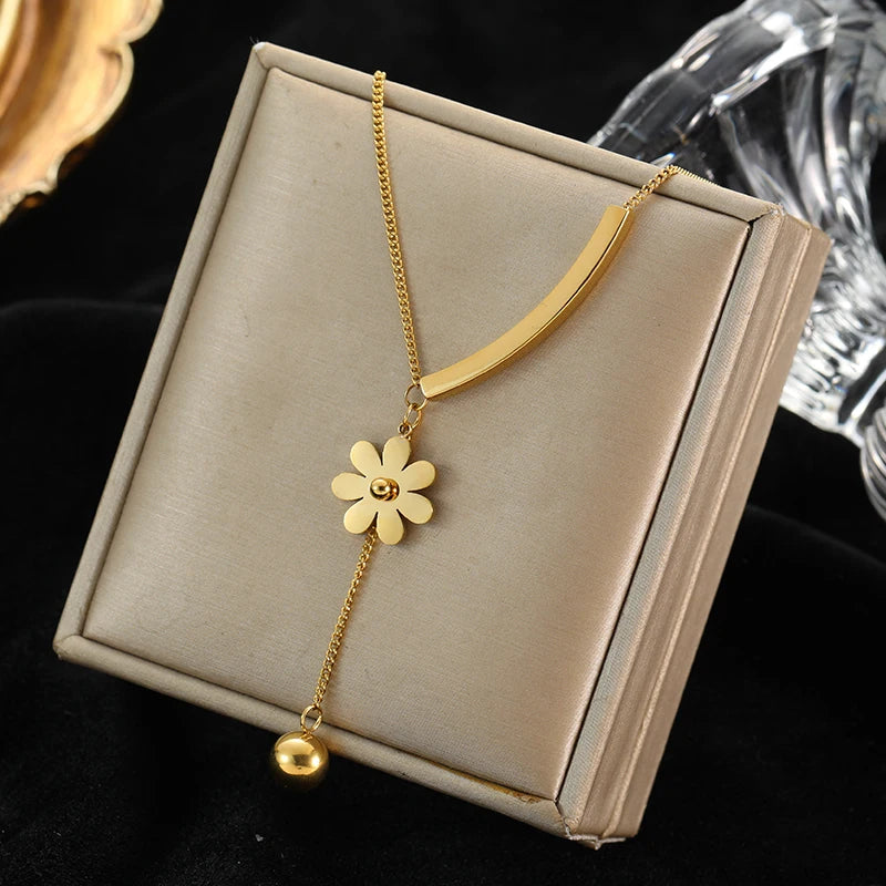 Gold Hollow Ball Beads Pendant Choker Necklace