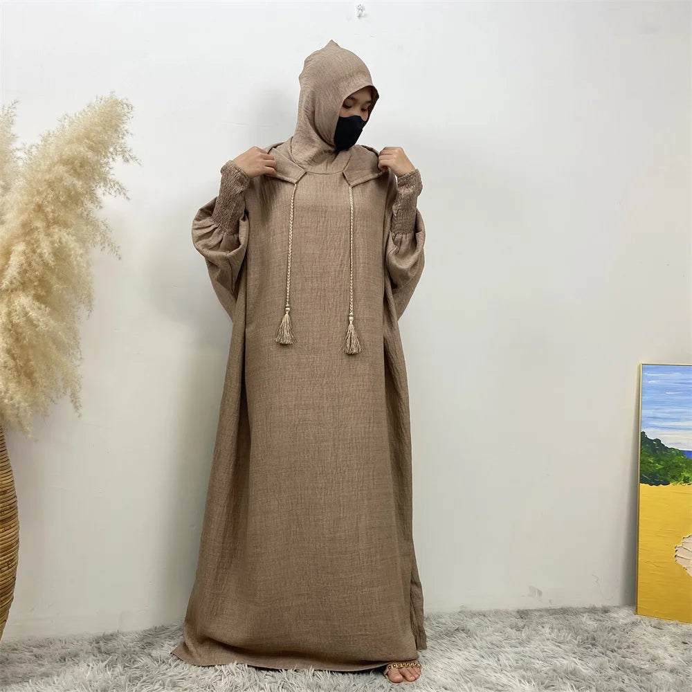 Hooded Batwing Sleeve Abaya Robe