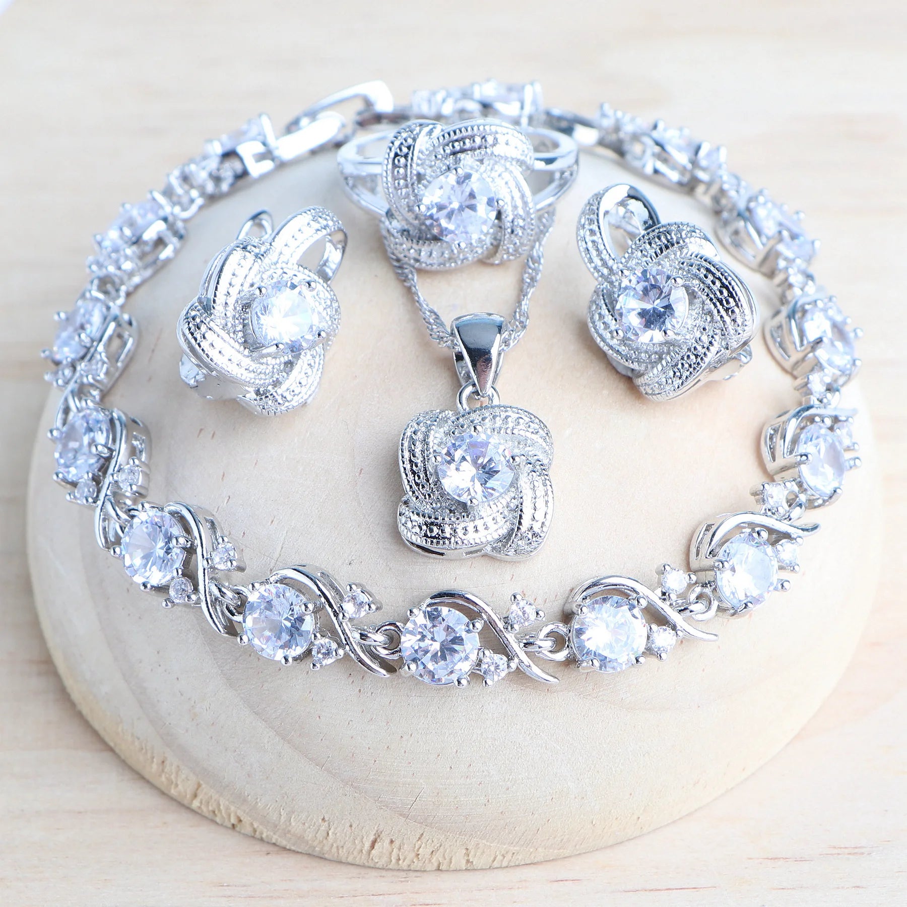 Blue Zirconia 925 Sterling Silver Bridal Jewellery Set