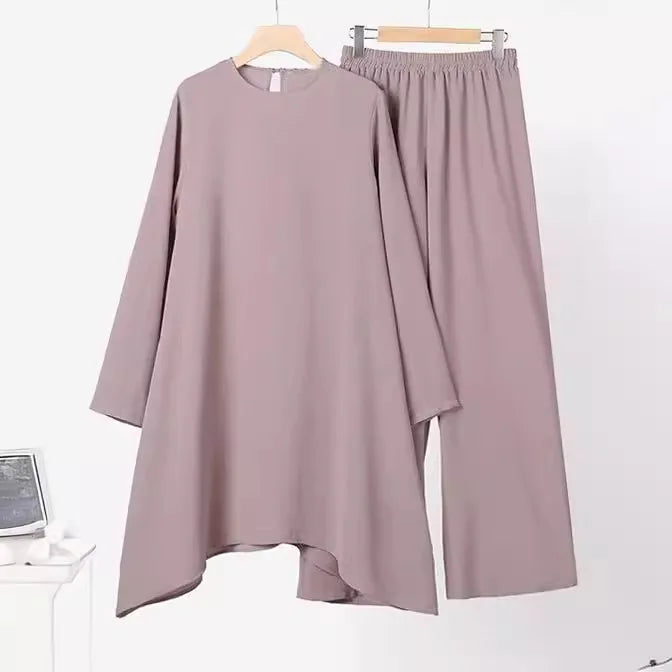 Eid Kaftan Abaya & Wide Leg Pants Set