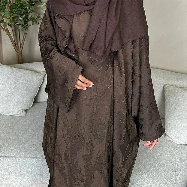 Long Sleeve O-Neck Plus Size Maxi Abaya Dress