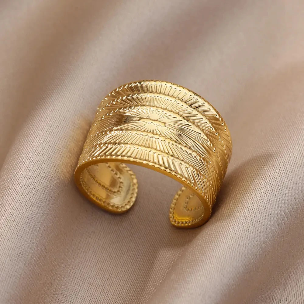 Golden Geometric Adjustable Ring