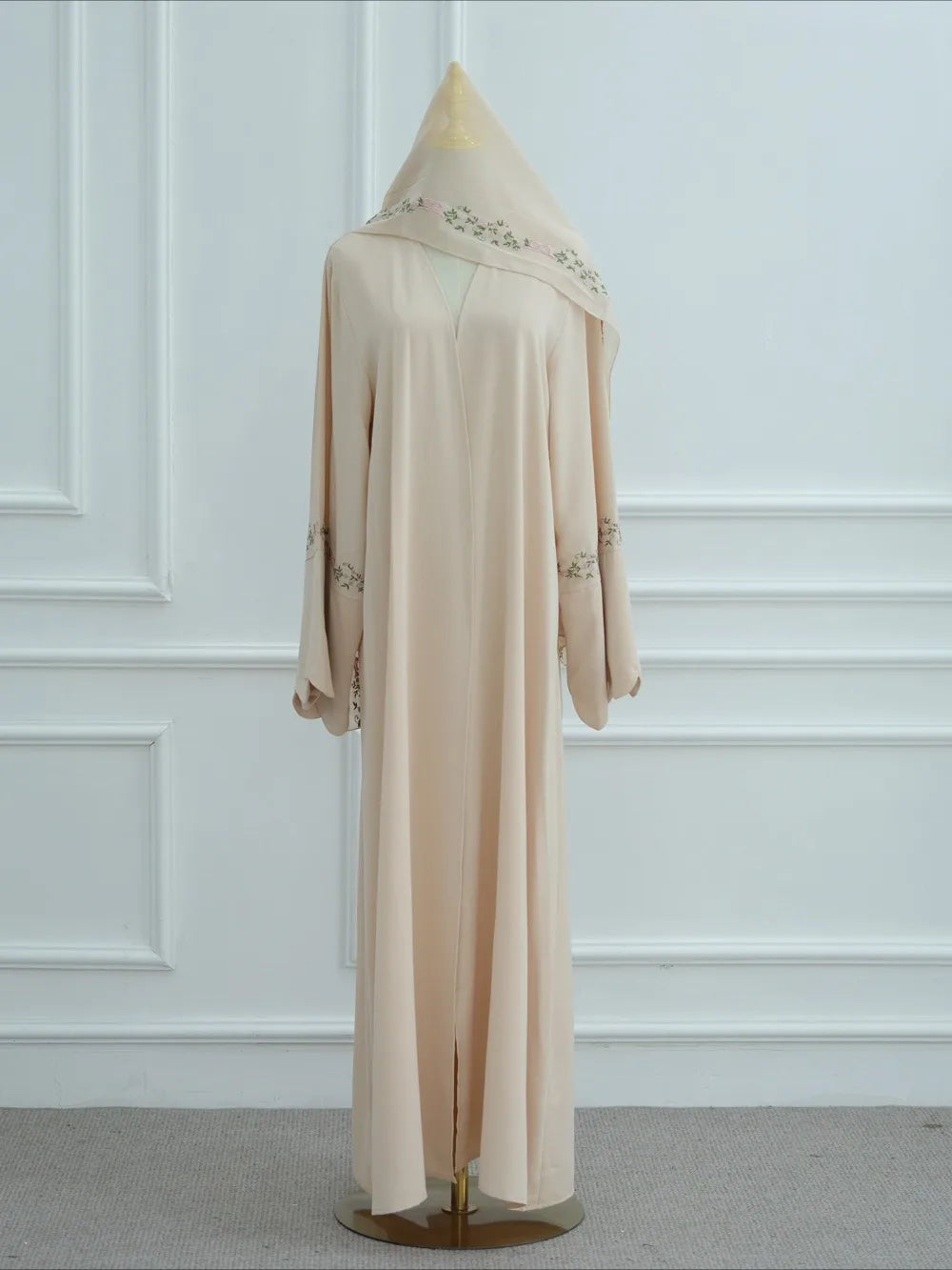 Embroidery Open Cardigan Abaya Dress