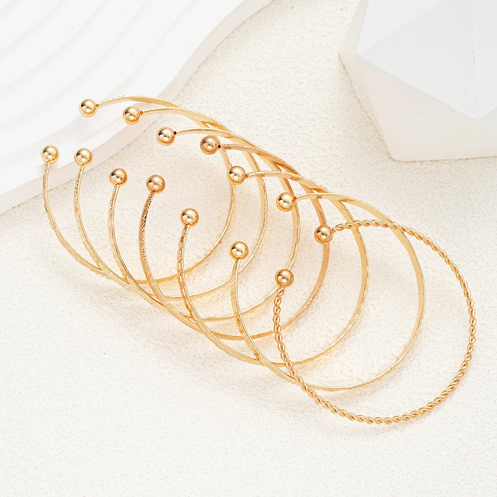 7 Pcs/Set Boho Golden Cuff Bracelet