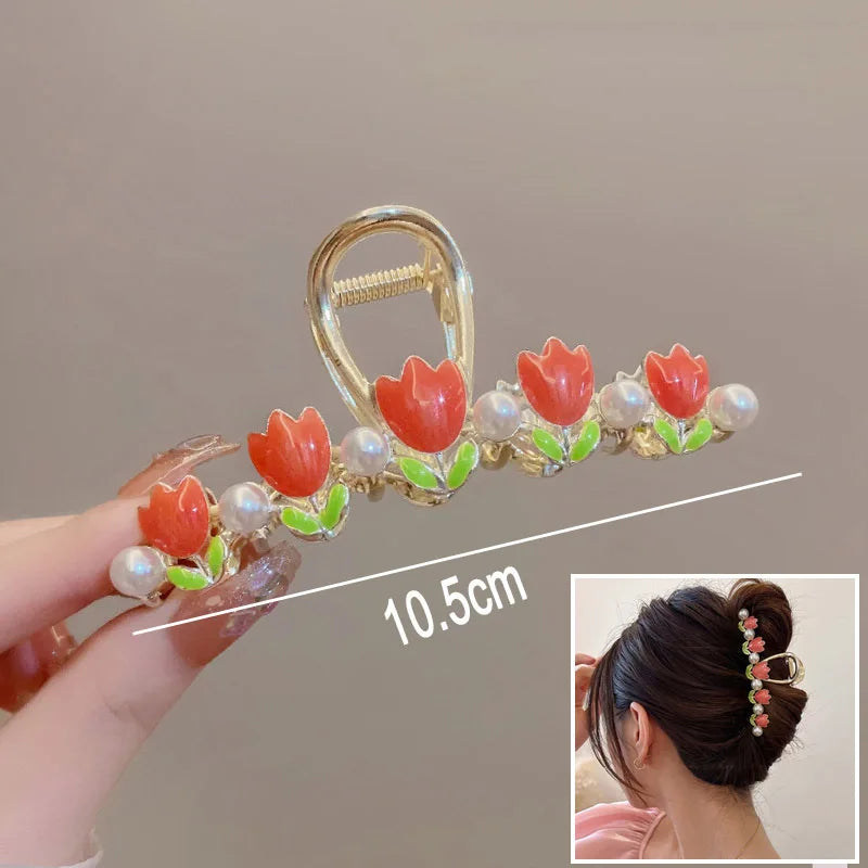 Flower Durian Shark Clip Hair Claw