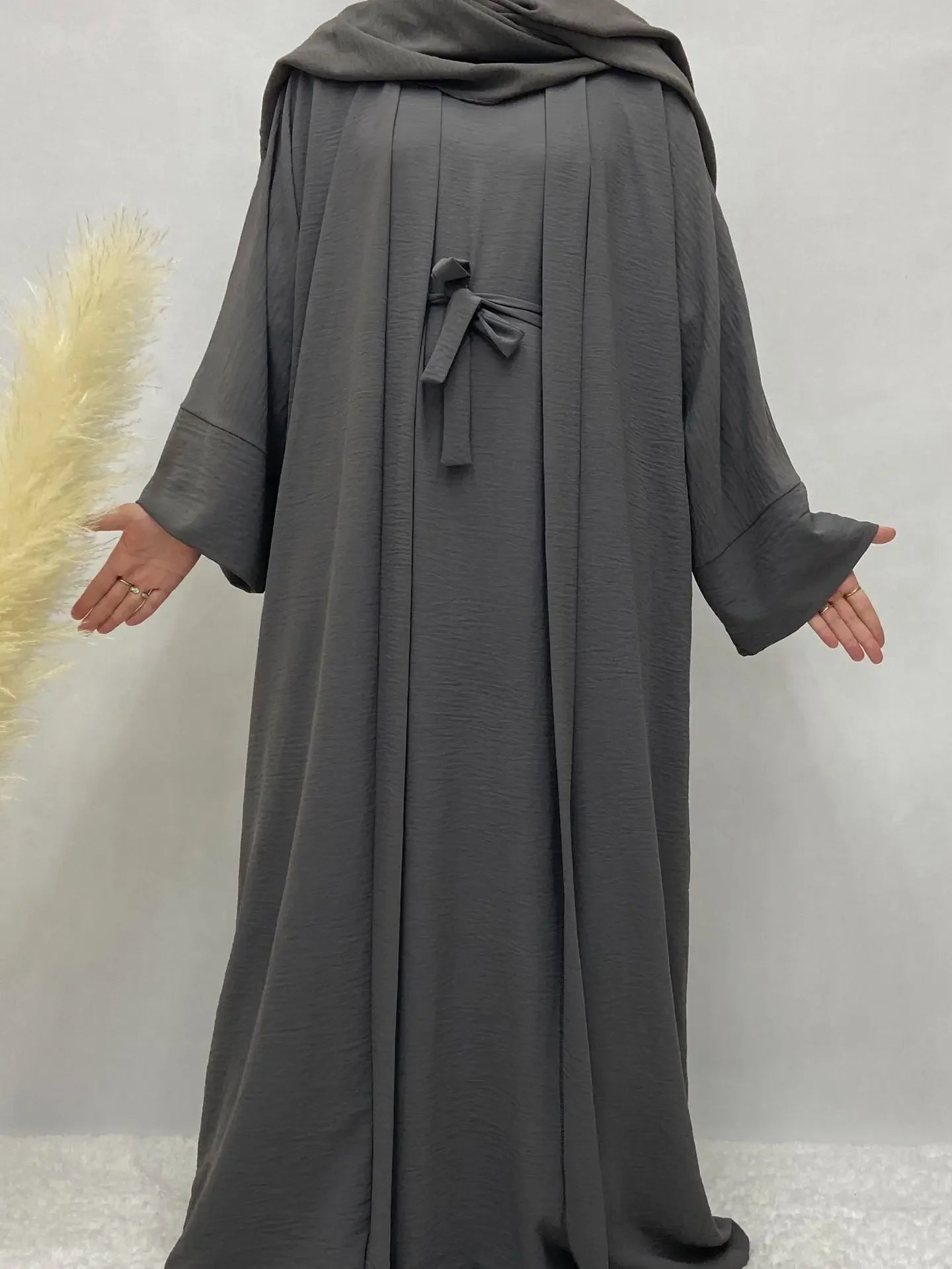 Two-Piece Abaya Robe Coat & Inner Dress Set
