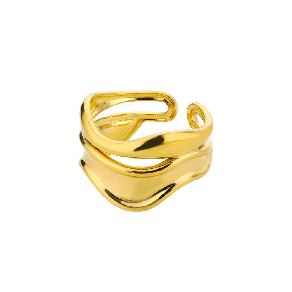 Golden Geometric Adjustable Ring