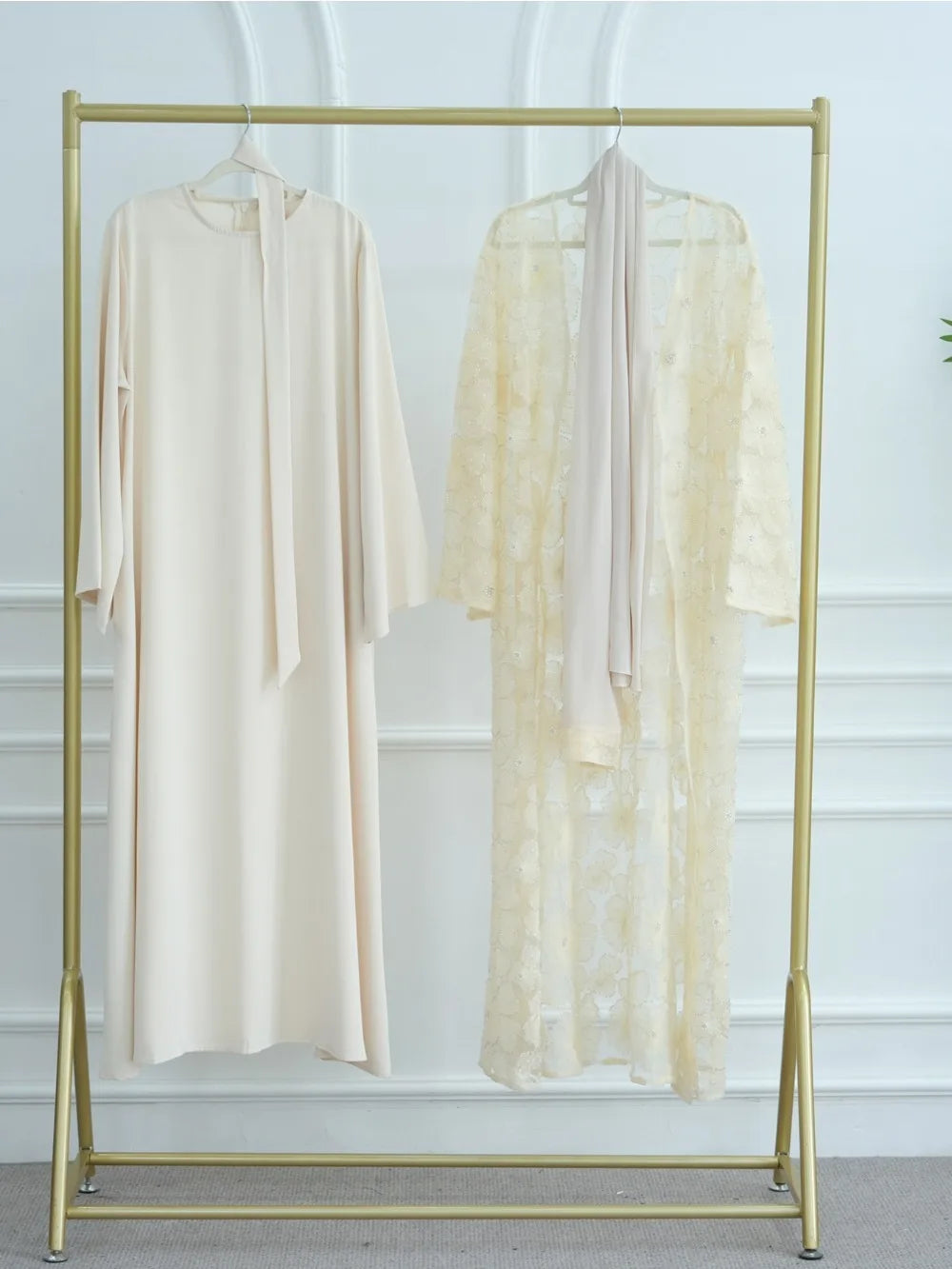 Beading Flower Cardigan Abaya Dress