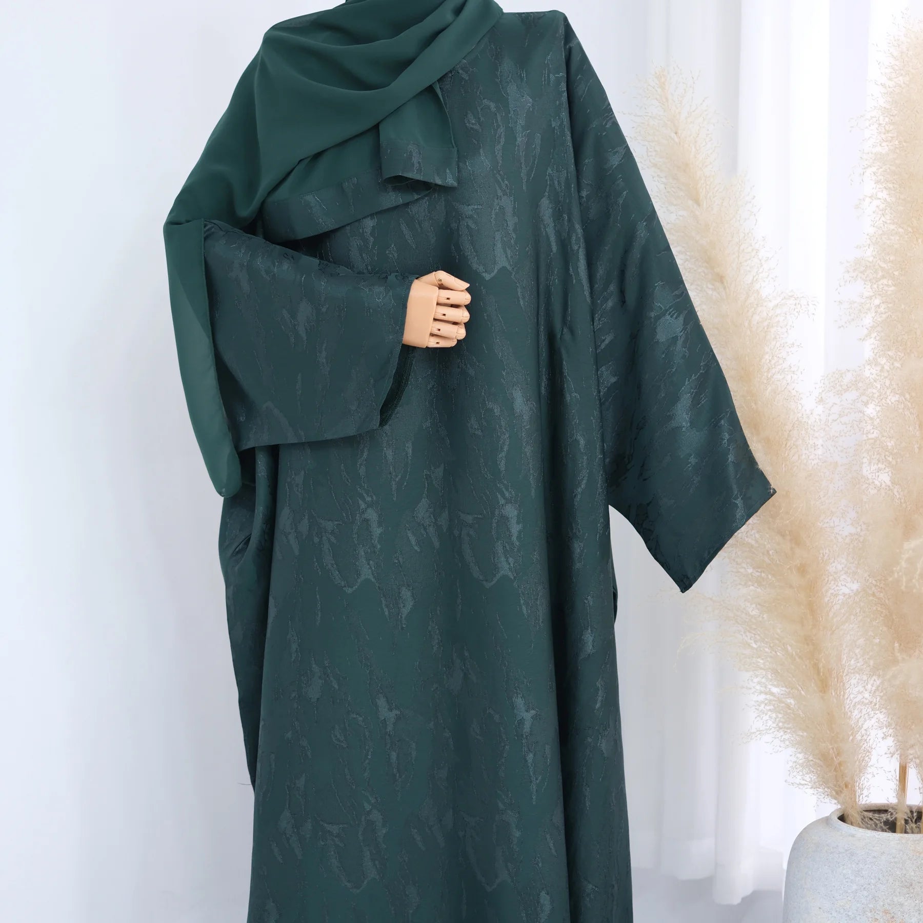 Long Sleeve O-Neck Plus Size Maxi Abaya Dress
