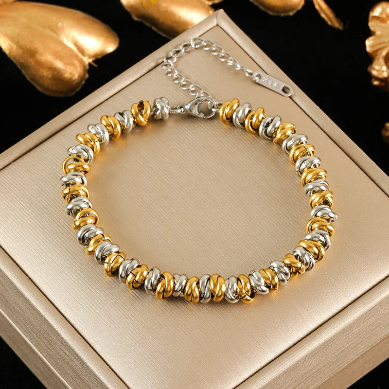 Two-Tone Chain Necklace & Bracelet Set