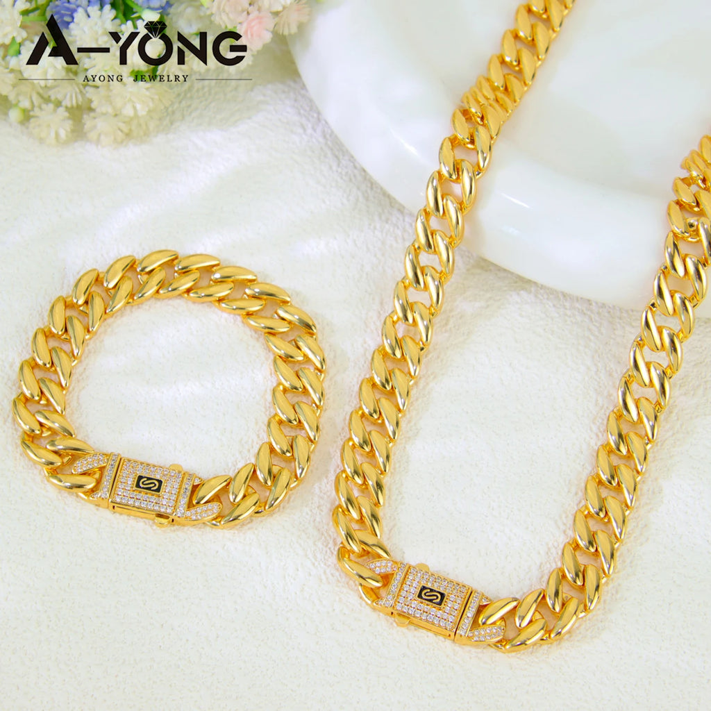 Dubai Gold Zircon Hip Hop Choker Set