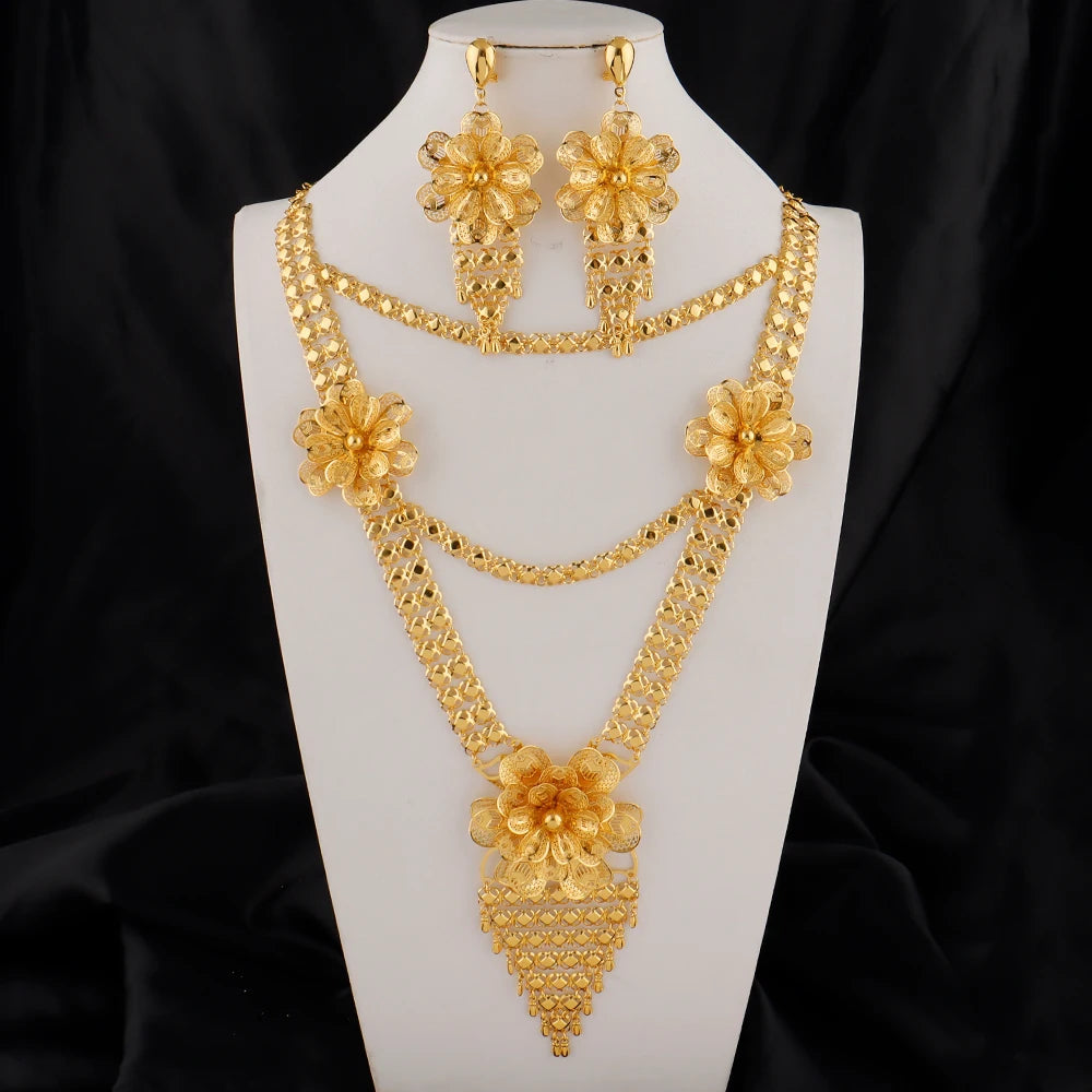 Golden Blossom Necklace Set