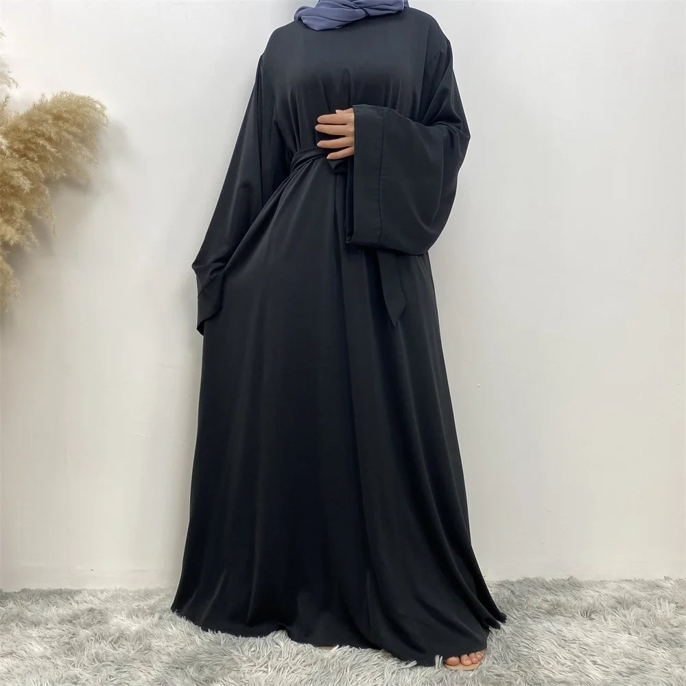 Lace Long Sleeve Net Colour Islamic Abaya Dress