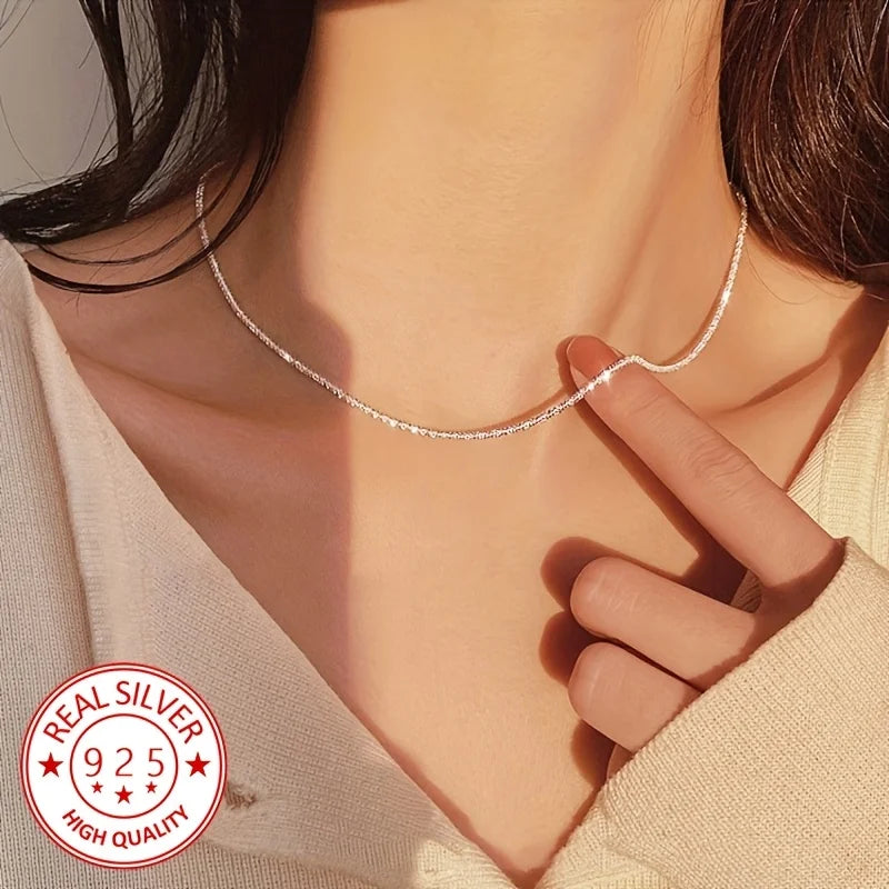 925 Sterling Silver Chain Bracelet & Necklace Set