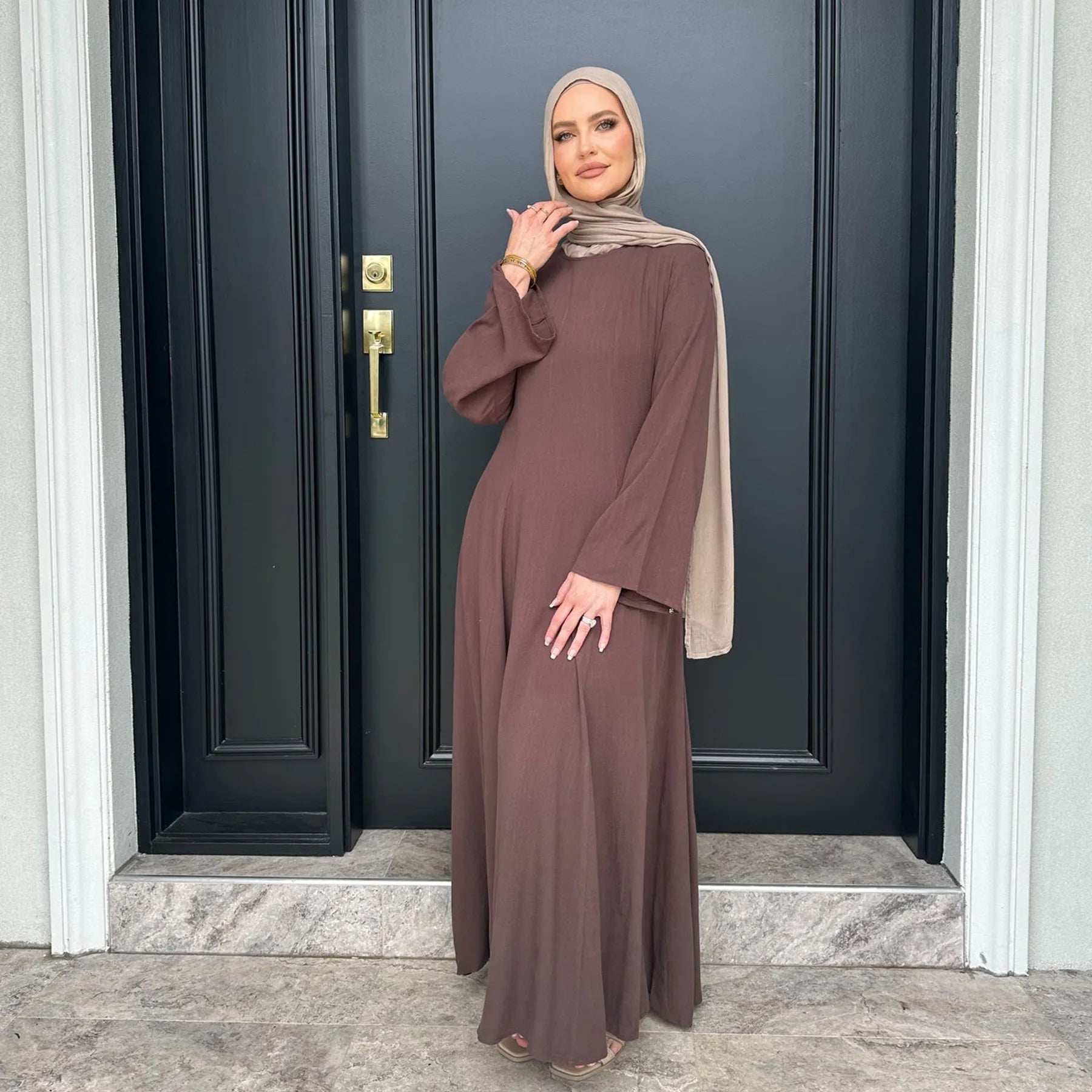 Plain Dubai Abaya Elegant Holiday Kaftan Dress