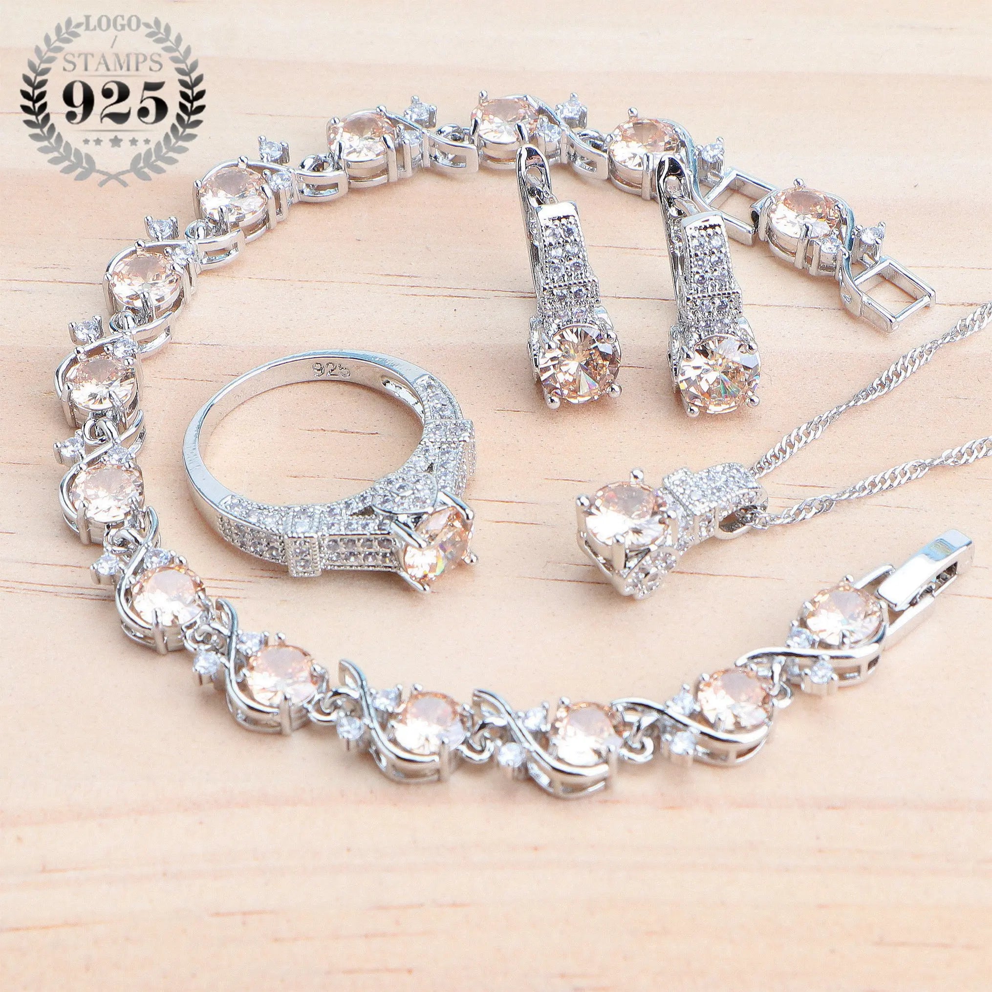 925 Sterling Silver Purple Zircon Jewellery Set