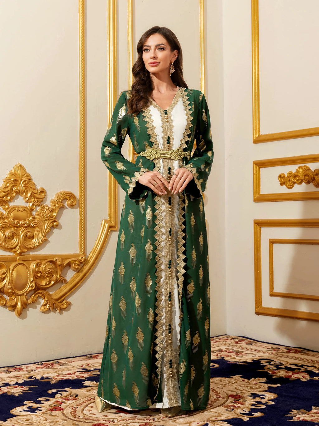 Gold Lace Moroccan Kaftan Abaya
