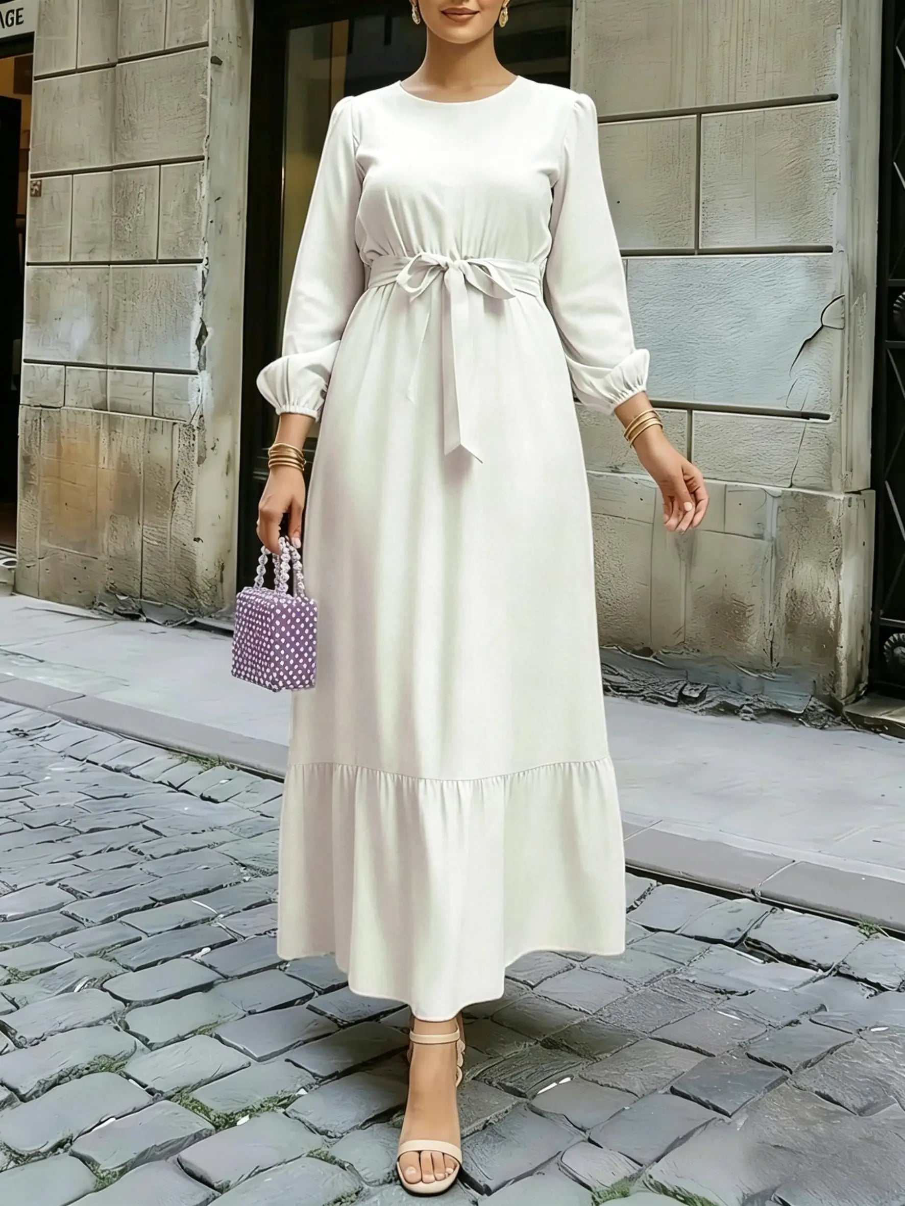 Floral Lantern Sleeve Long-Sleeve Maxi Dress