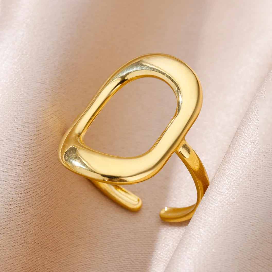 Golden Geometric Adjustable Ring