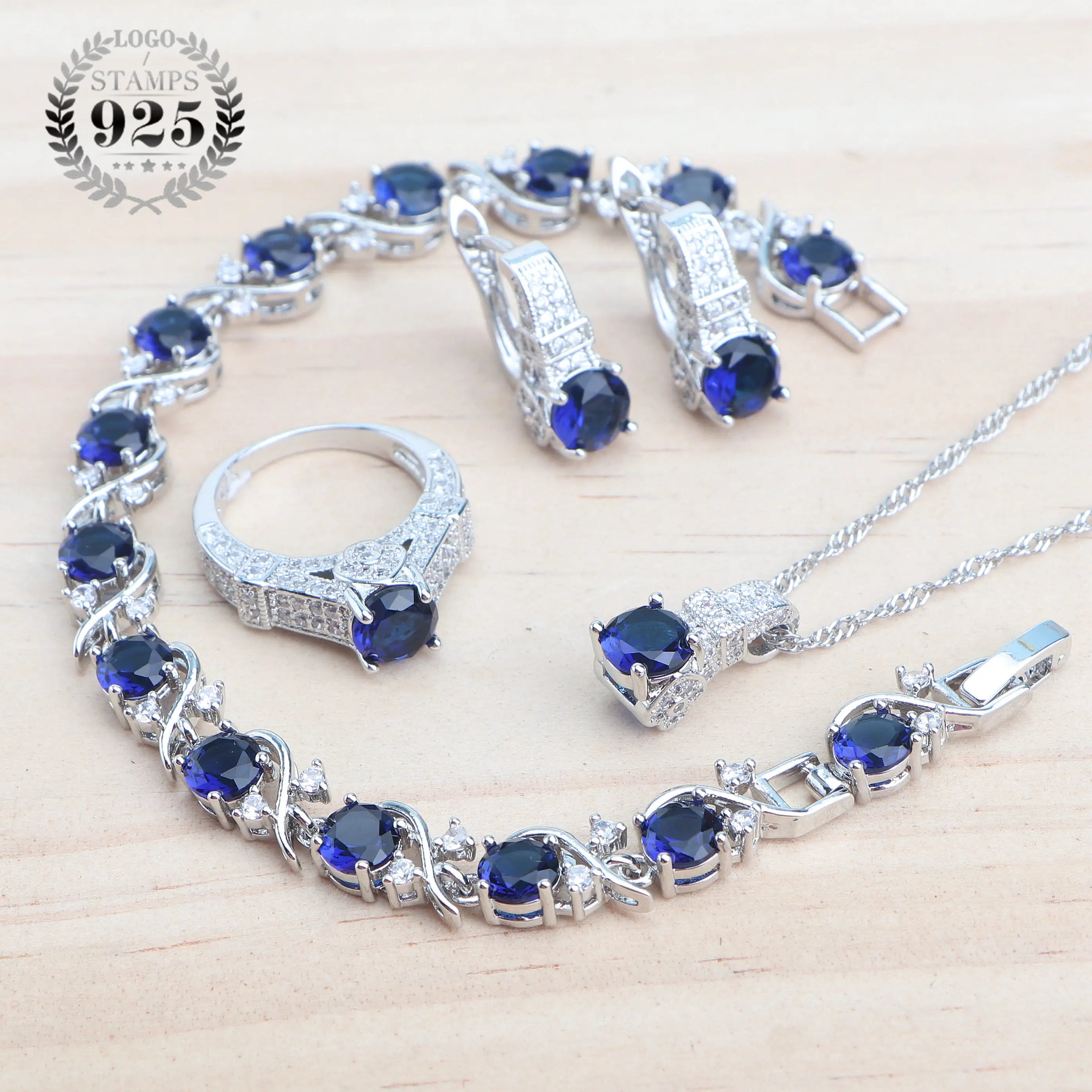 925 Sterling Silver Purple Zircon Jewellery Set