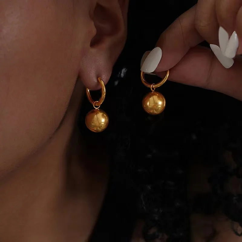 Gold Bead Ball Necklace Bracelet & Earrings Set