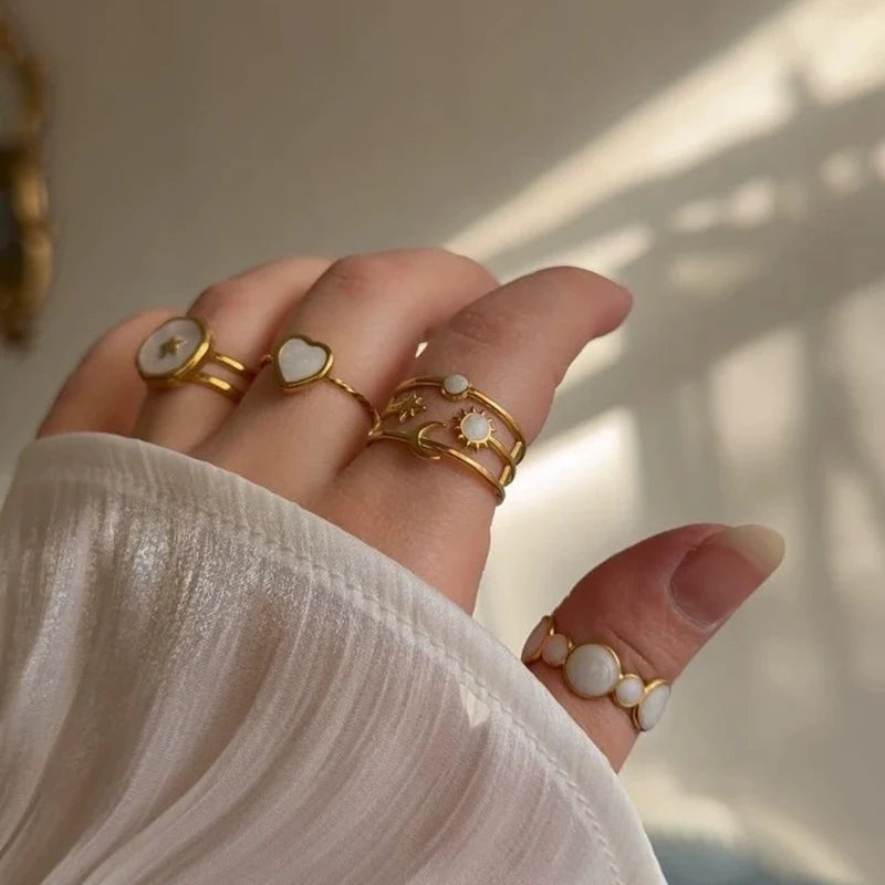 White Enamel Drip Glaze Ring