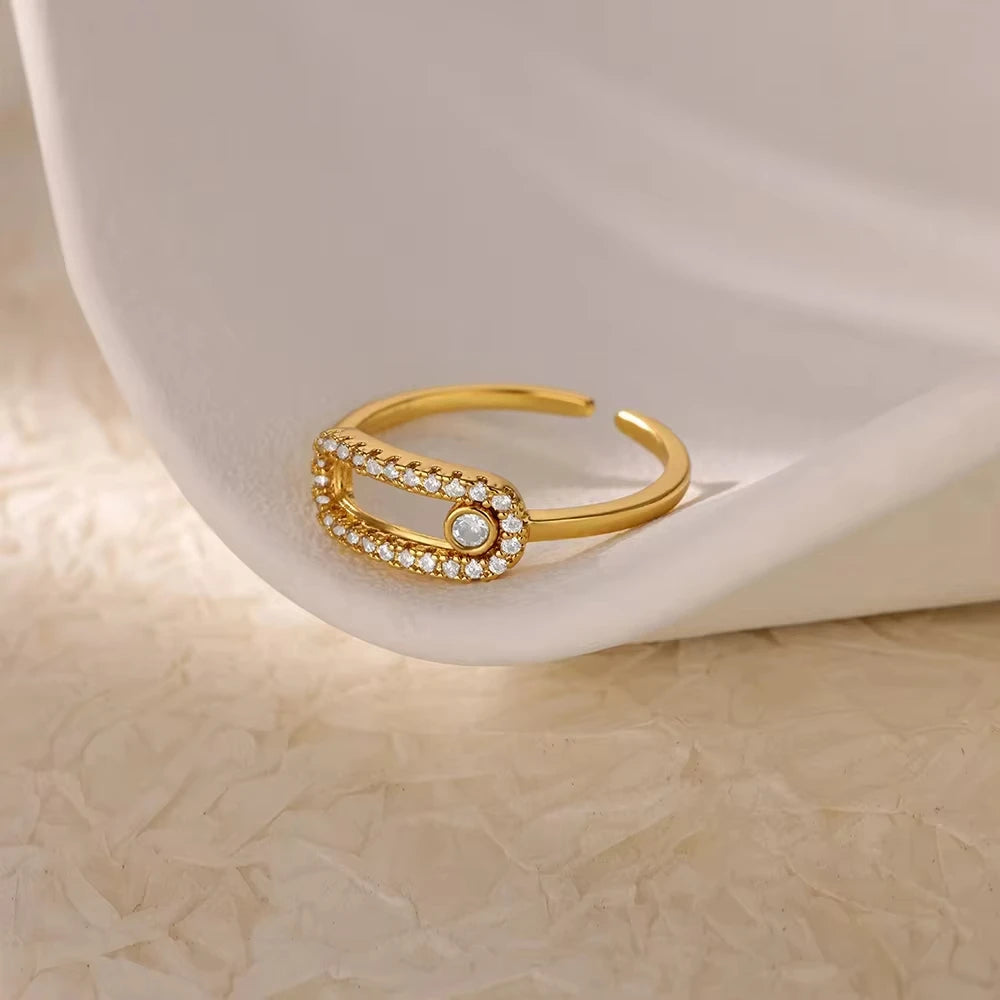 Luxe Geometric Zircon Ring