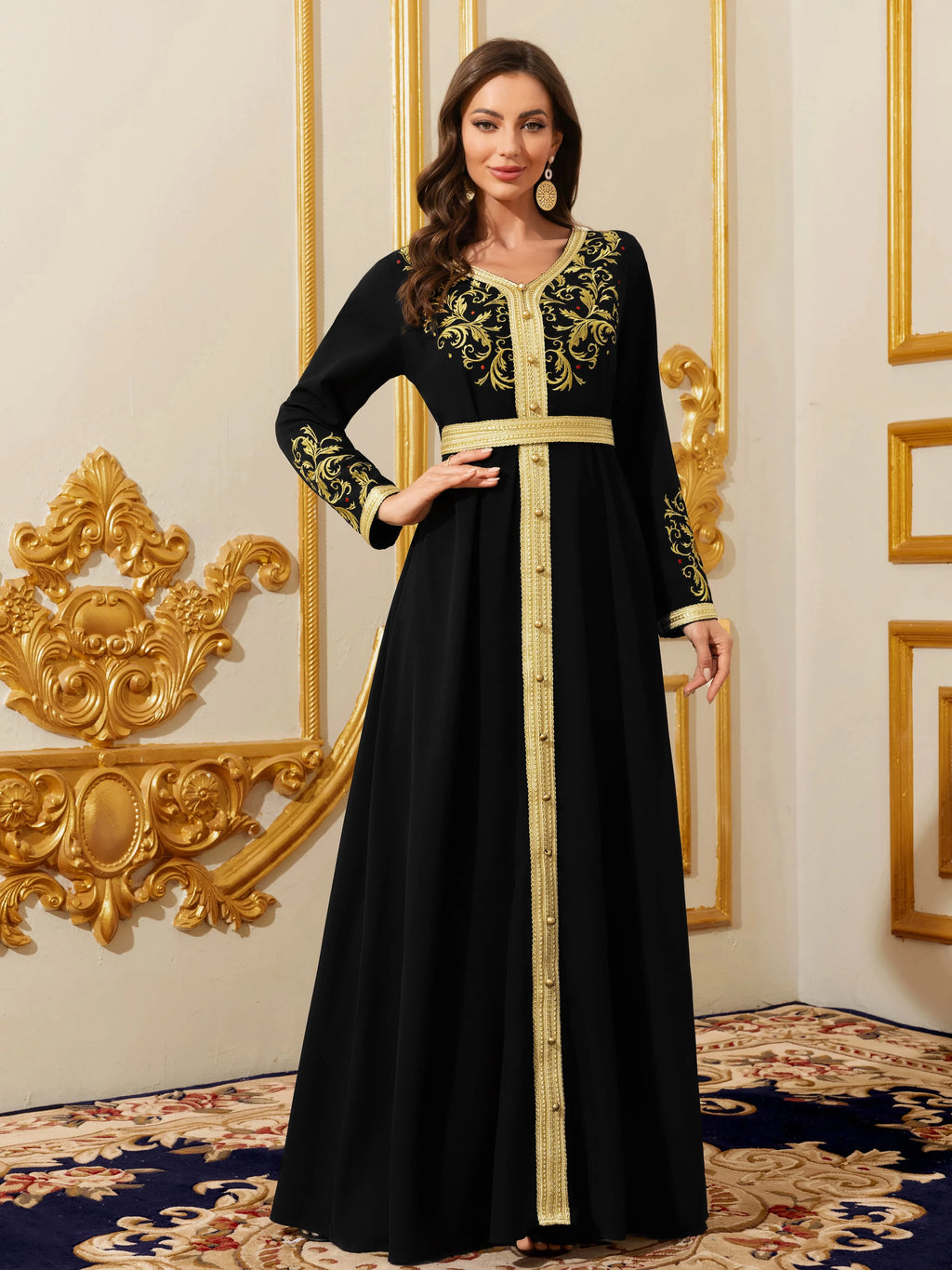Gold Embroidered Islamic Evening Gown