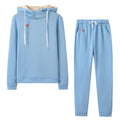 Fleece Leather Badge Long Sleeve Sports Sweater Set
