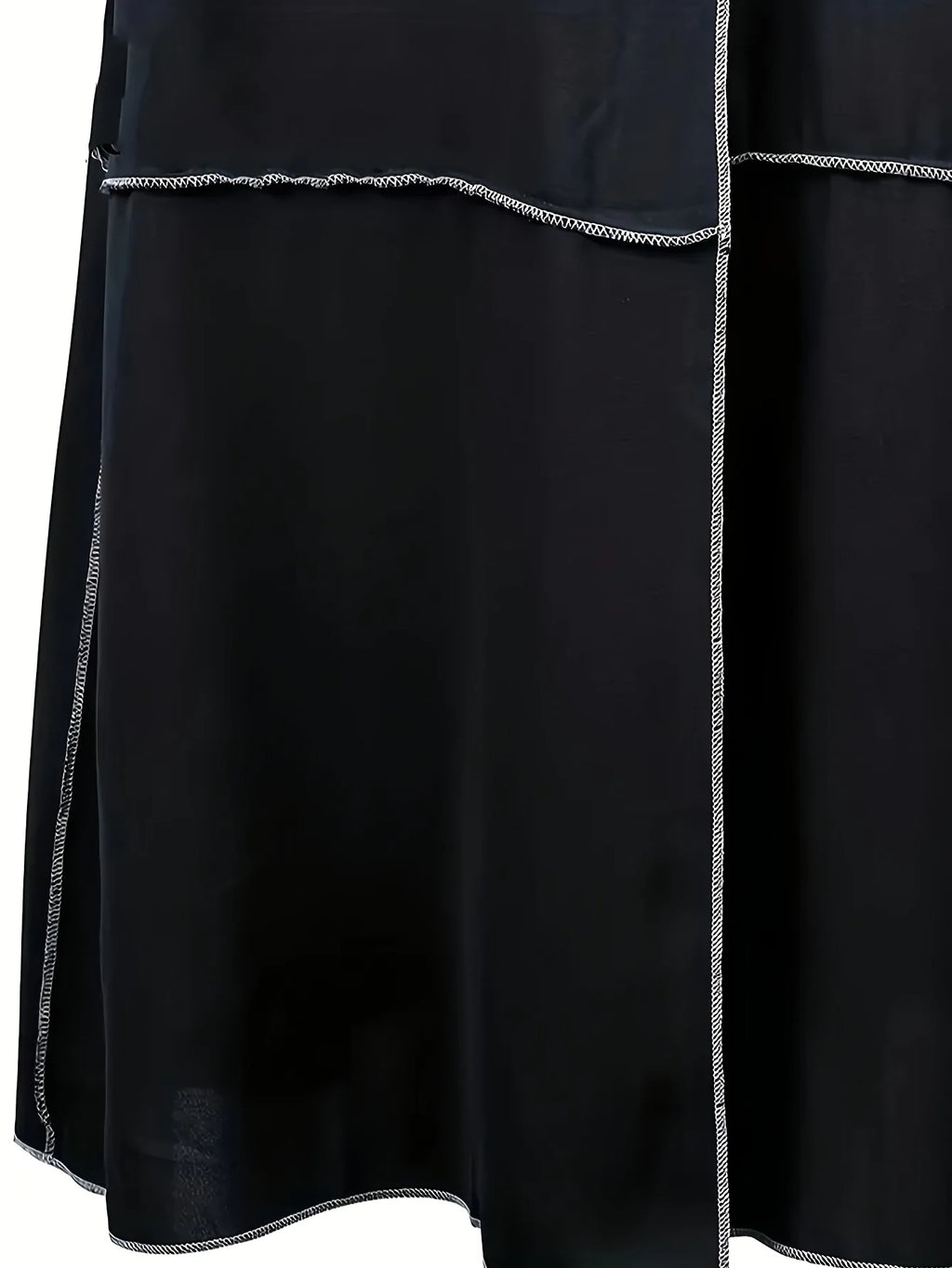 Contrast Lace-Up Trumpet Sleeve Maxi Dress