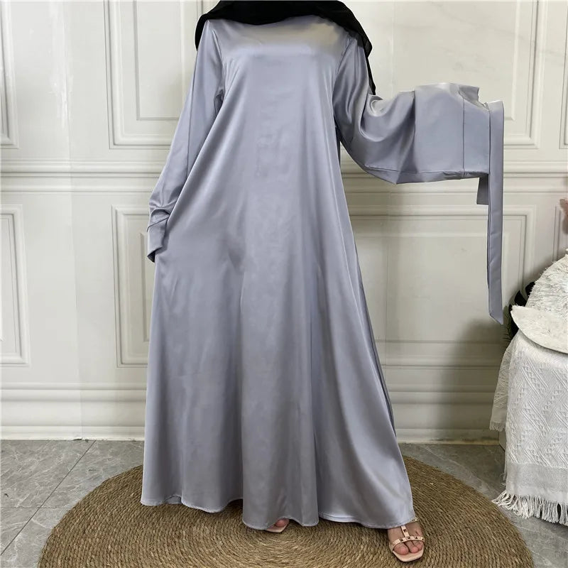 Middle Eastern Satin Long Abaya Dress