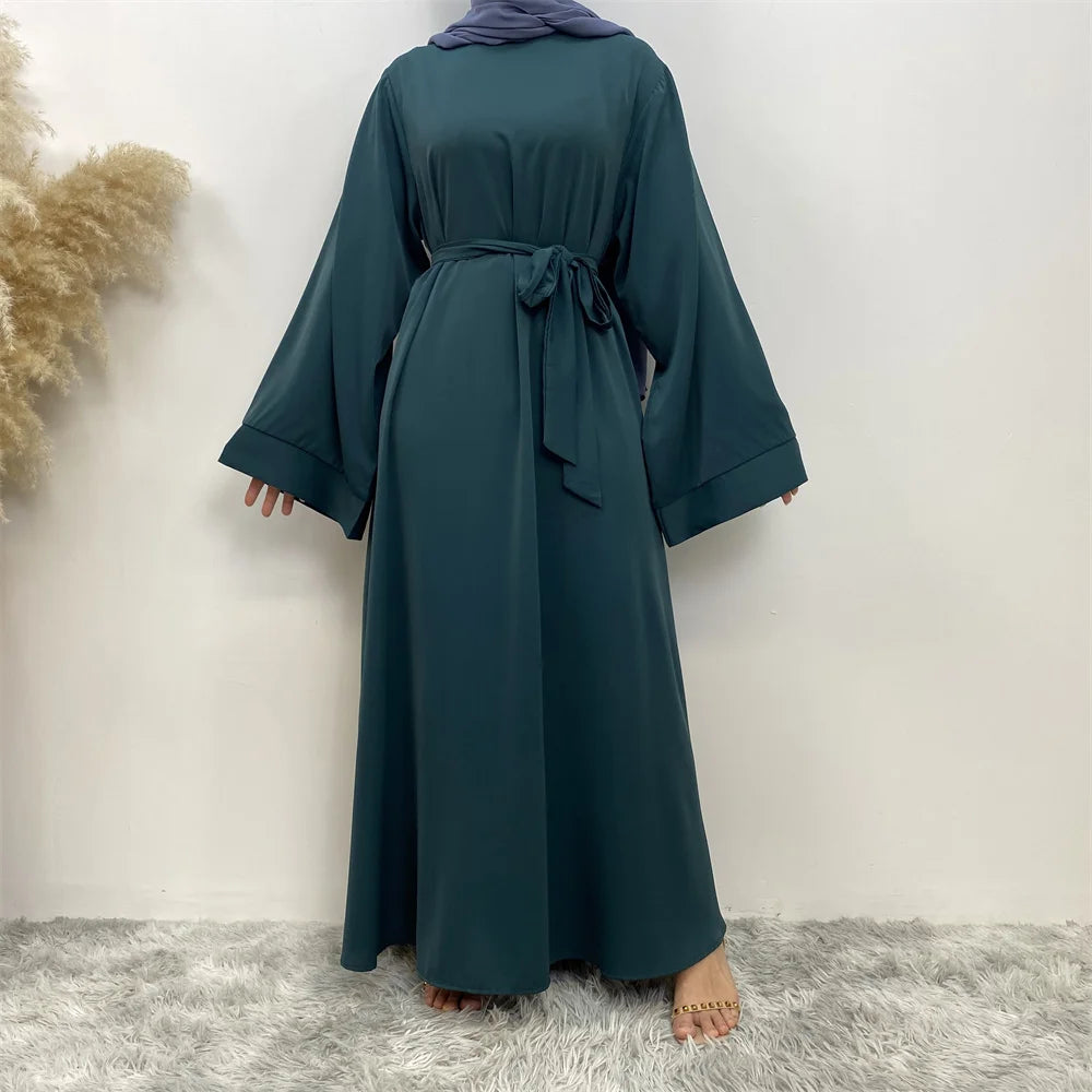 Lace Long Sleeve Net Colour Islamic Abaya Dress