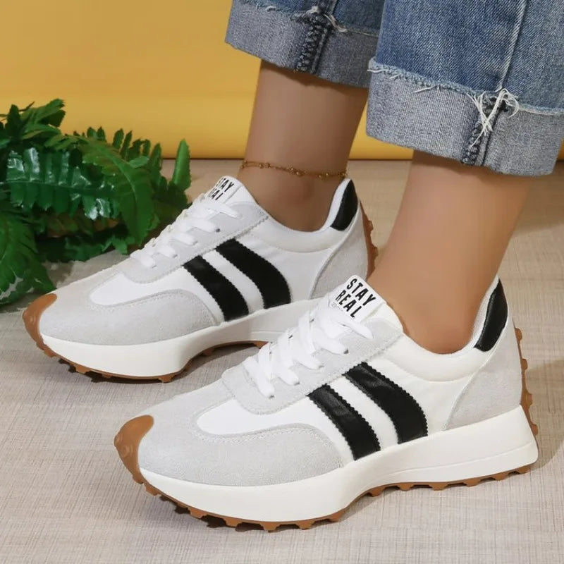 Women's Fashion Chunky Thick Sole Hidden Heel Daddy Sneakers Versatile Lace Up Casual Sports Walking Shoes For Daily Wear