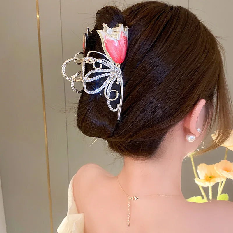 Flower Durian Shark Clip Hair Claw