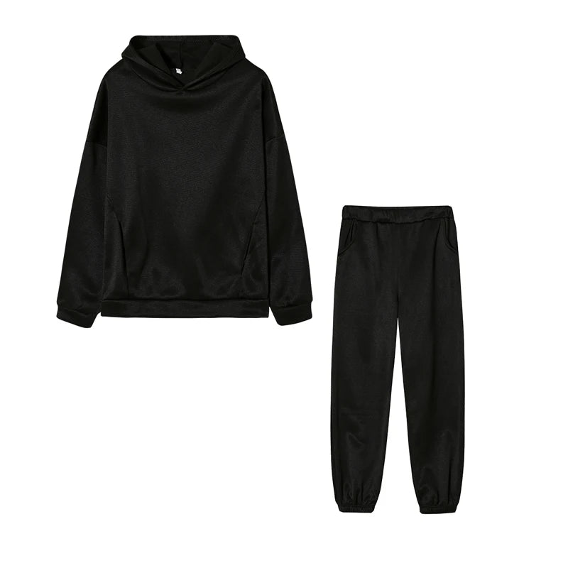 Monochrome Hooded Hoodie Set Casual European American Fashion 2-Piece Autumn Winter Hot Selling New Style