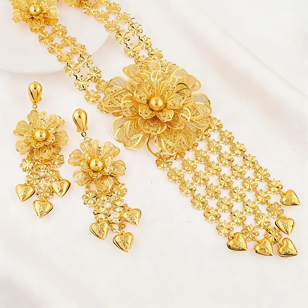 Golden Blossom Necklace Set