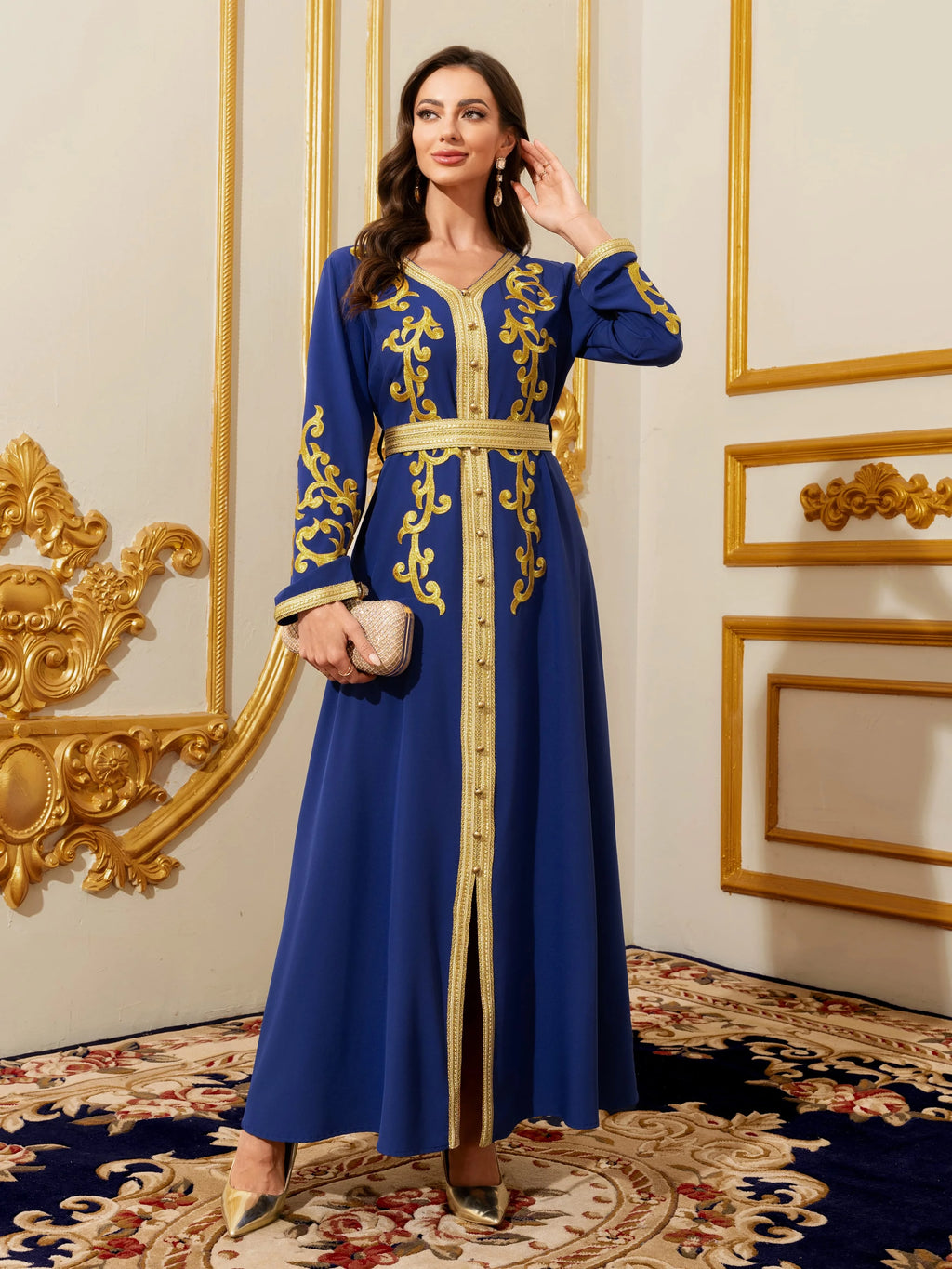 Gold Embroidered Moroccan Kaftan Abaya