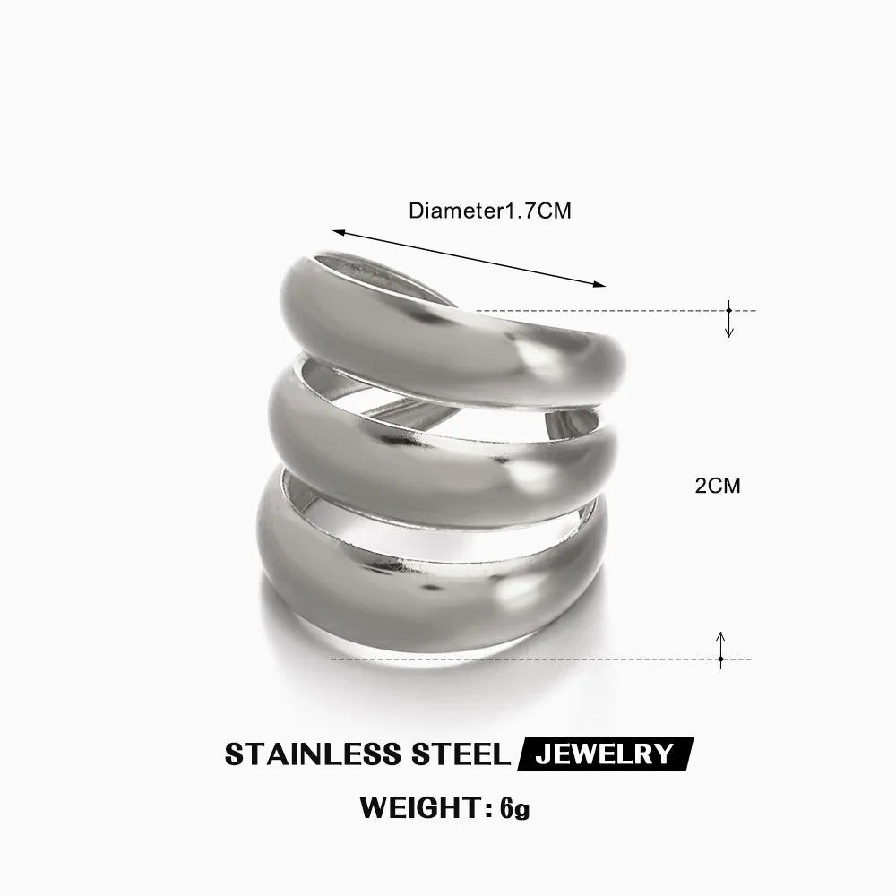 18K Gold Silver Splicing Chunky Dome Ring