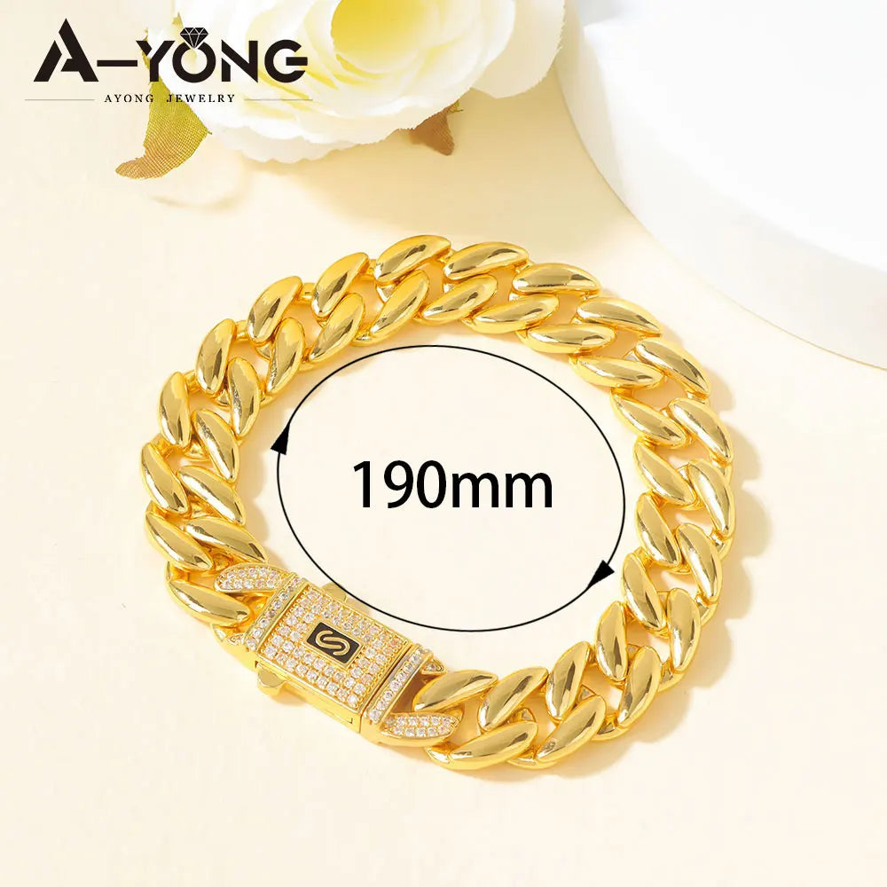Dubai Gold Zircon Hip Hop Choker Set