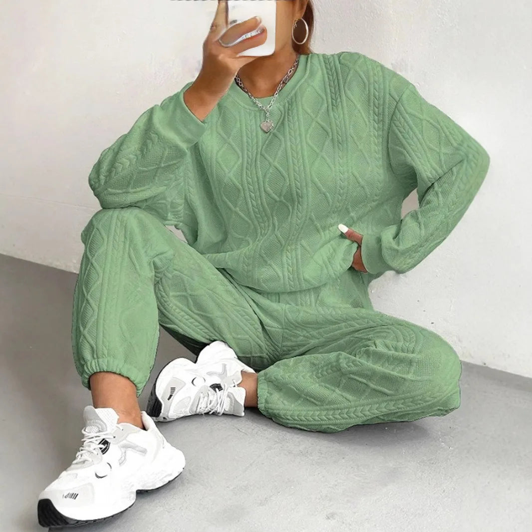 Women's Knit Streetwear – Casual Autumn/Winter Sports Style