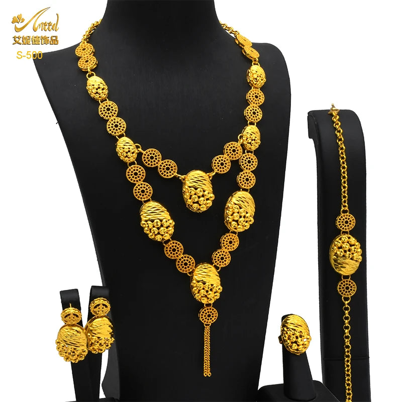 Royal Gold Wedding Jewelry Set