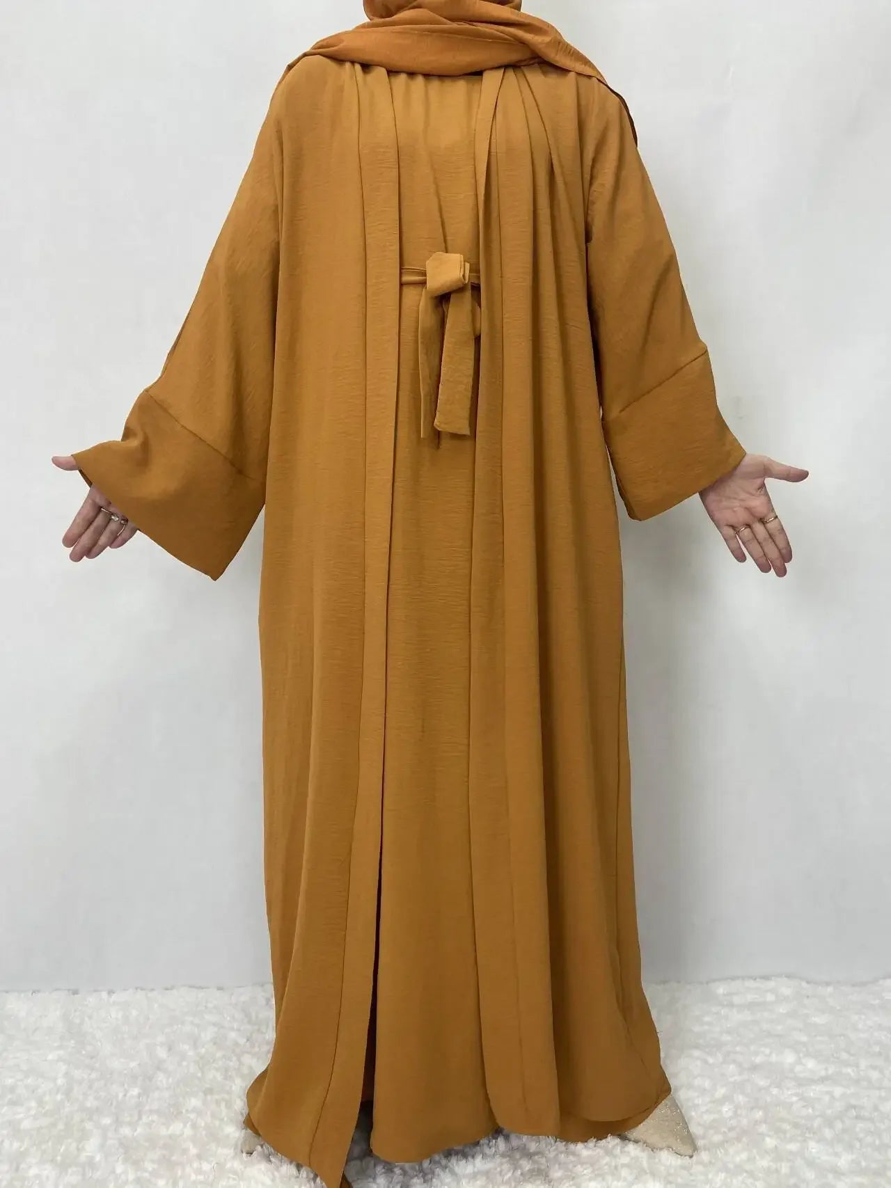 Two-Piece Abaya Robe Coat & Inner Dress Set